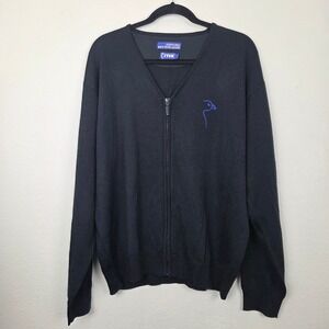 Dänisches‎ Bettenlager Men's Full Zip Wool Blend Cardigan Black Large Bird Logo